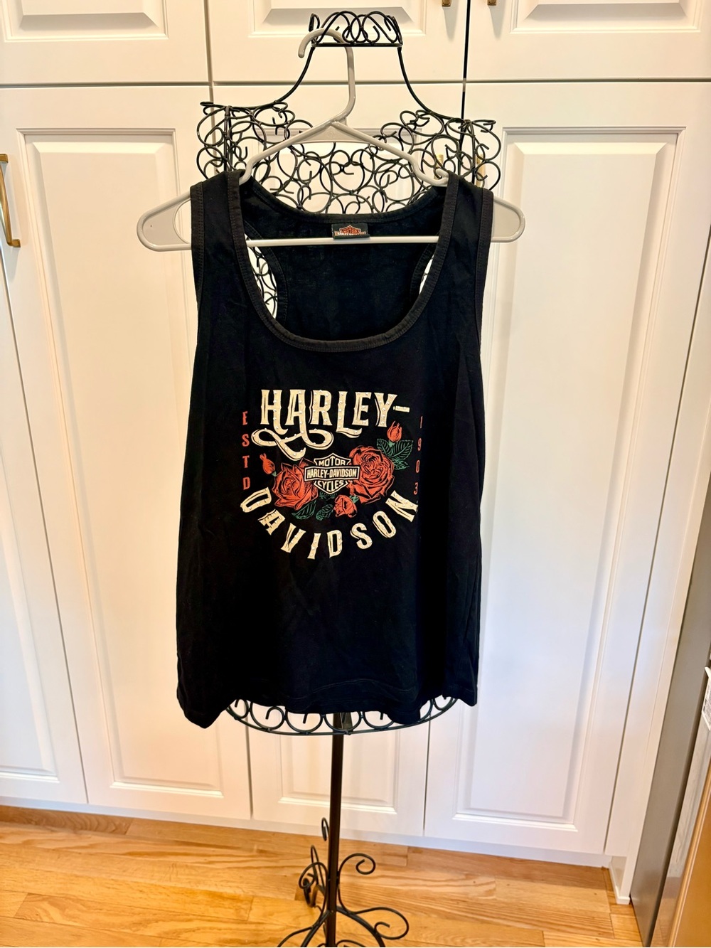 Harley-Davidson Black Tank with Red Rose Graphic